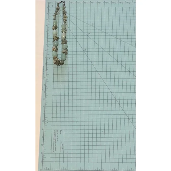 Handmade Beaded Quartz Necklace Vintage Jade Tone